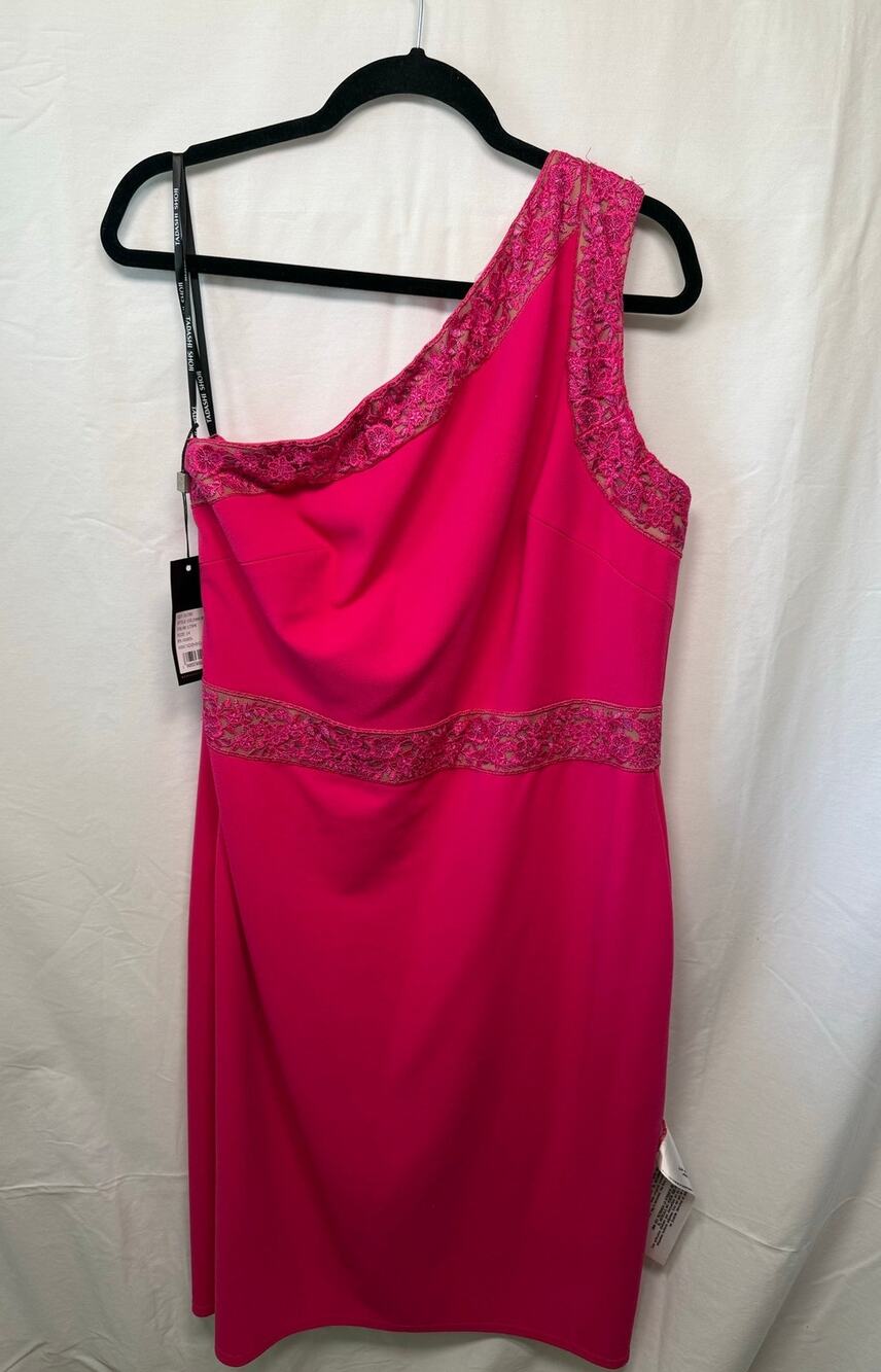 Tadashi Shoji One Shoulder Sheath Dress, Lotus Pink, Size 14, New!